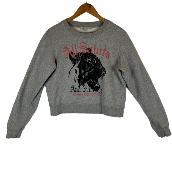 ALLSAINTS Tops - ALLSAINTS Forever Tiger Tessa Sweatshirt Grey Crewneck Long Sleeve Women US 6